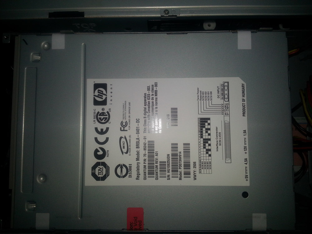 HP LTO3 960 SCSI built-in audiotape machine