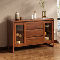 Chinese style dining side cabinet modern minimalist solid wood frame restaurant tea water cabinet microwave oven Cupboard Wine Cabinet Kitchen Cabinet Locker