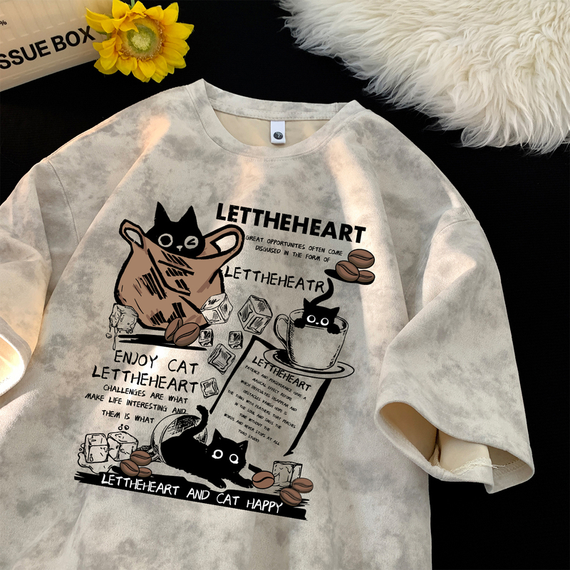 American-Style Tie-Dye Short-Sleeve T-Shirt for Men, Summer 2026 New Loose Round-Neck Half-Sleeve Clothing ins Trendy High-Street T-Shirt