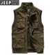 JEEP / Jeep ngoài trời vest giải trí nam trung niên dụng cụ vest lỏng lẻo kích thước lớn nhiều túi áo ghi lê vest - Dệt kim Vest