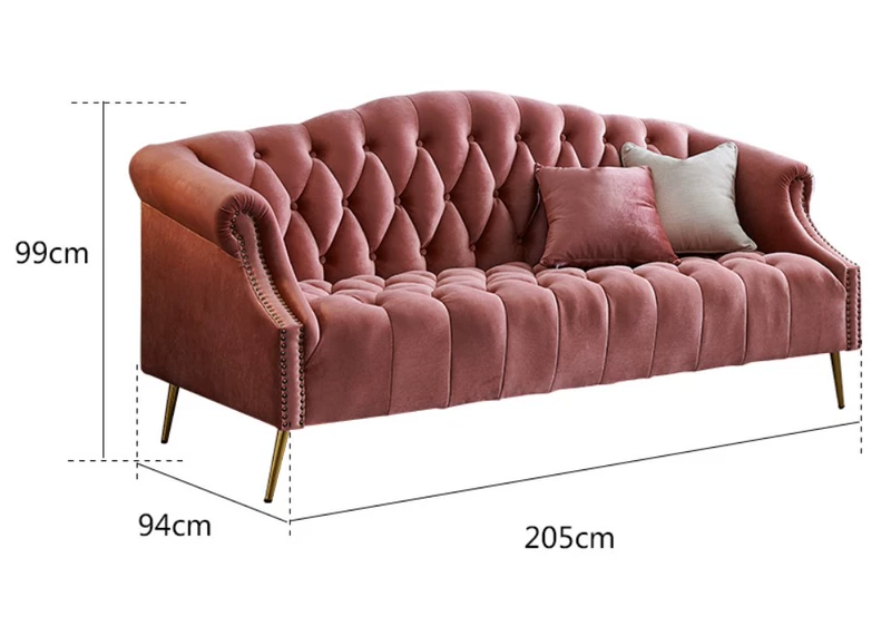 Vải Bắc Âu căn hộ nhỏ kéo ba người hậu hiện đại ánh sáng sang trọng sofa phòng khách Mỹ kết hợp đơn giản sofa - Ghế sô pha