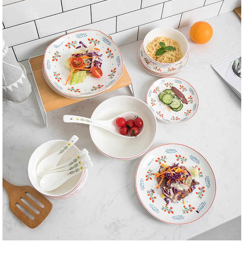 Lovely holiday ipads porcelain tableware suit dish dish spoon ceramic family dishes with rice bowl dish suits for