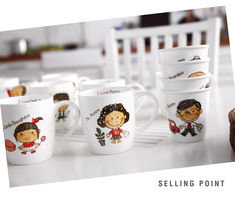 A happy and lovely cartoon creative cup milk cup cup keller parent - child family suits for ceramic cup