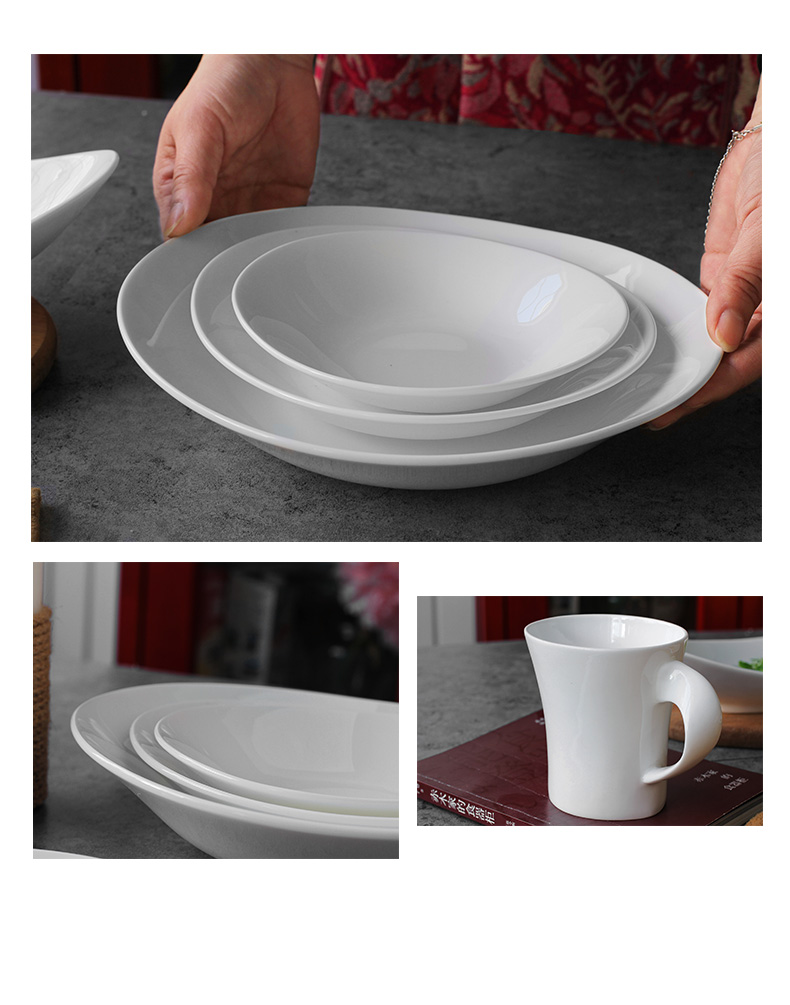 Pure white tail single tangshan ipads porcelain tableware ceramic bowl plate flat dish dish dinner plate sheet is tasted suit