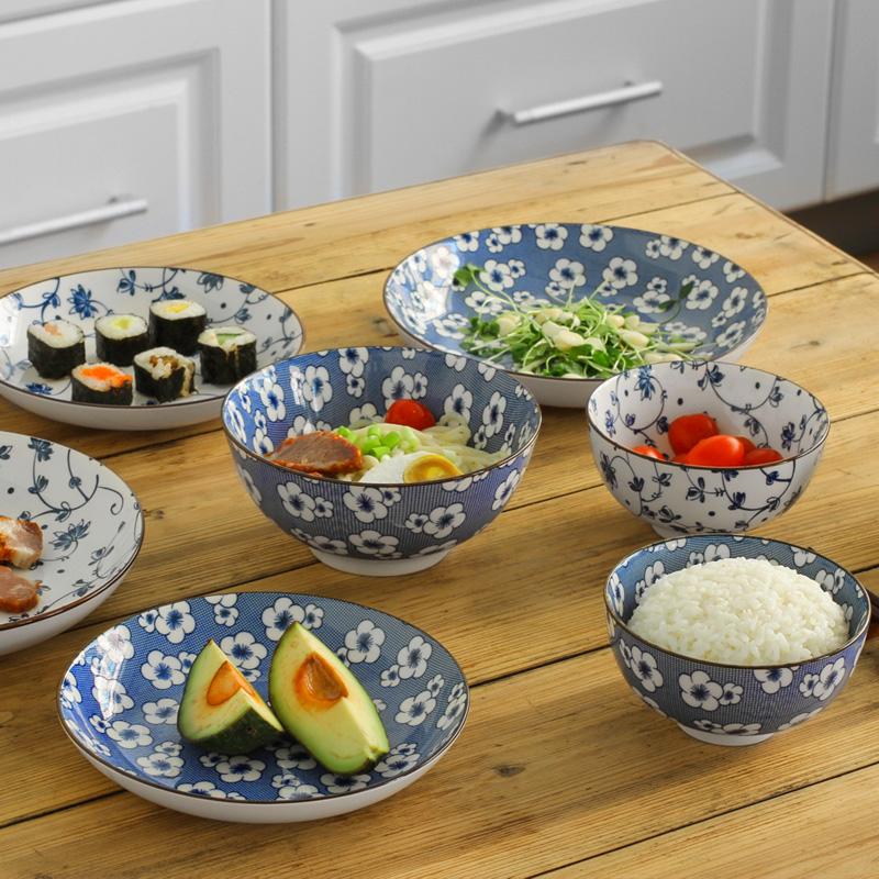 Japanese ceramics tableware household rice bowl dish dish soup plate suit glair microwave available hand - made bowl dish
