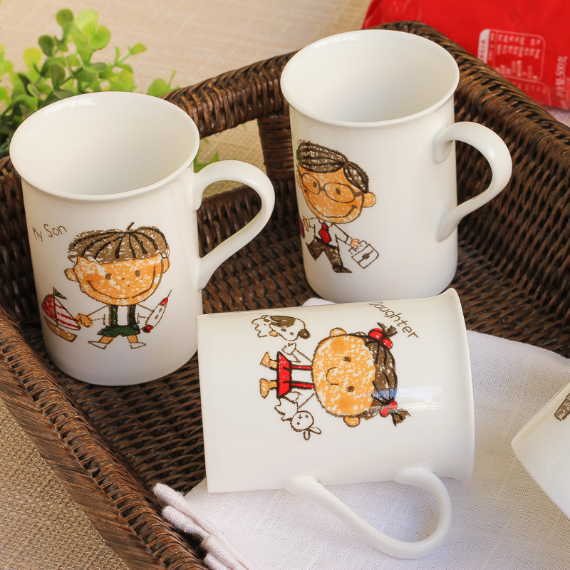 Happiness is a creative ipads porcelain cup suit family breakfast cup milk cup ceramic cup