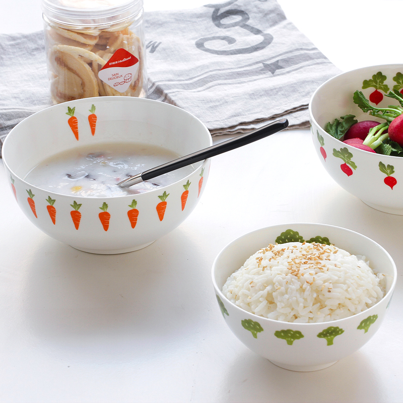 The Vegetables series tangshan ipads porcelain tableware eat a bowl of porridge household rice bowls bowl of soup bowl with rainbow such use ceramic salad bowl