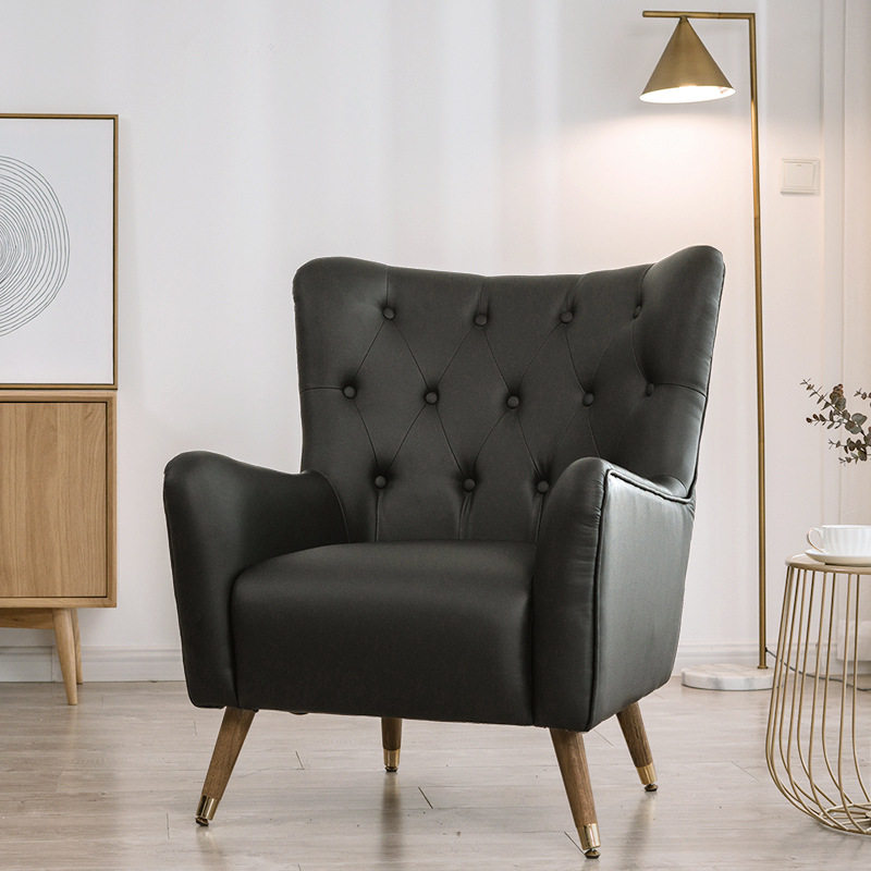 Nordic sofa chair single studio clothing store coffee shop reception room leisure sofa light luxury lazy leather sofa