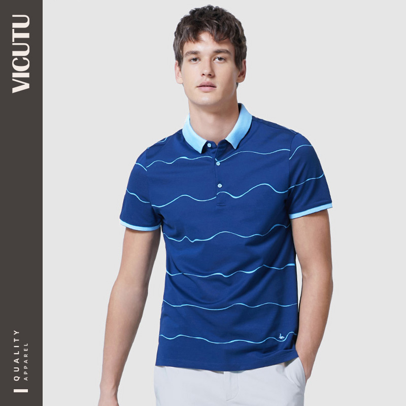 VICUTU Vikado men's short sleeve T-shirt summer new cotton silk trend lapel polo shirt Tide brand Hui