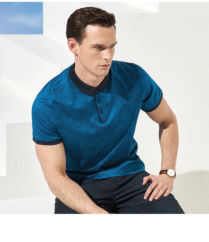 VICUTU nam mùa hè ngắn tay áo T-Shirt kinh doanh bình thường Cotton Silk Blend T-Shirt áo phông nam hàng hiệu