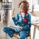 Nam cực nữ pyjama phụ nữ dịch vụ tại nhà mùa hè phù hợp với cặp vợ chồng mỏng giản dị dài tay cotton mùa xuân và mùa thu nam - Cặp đôi