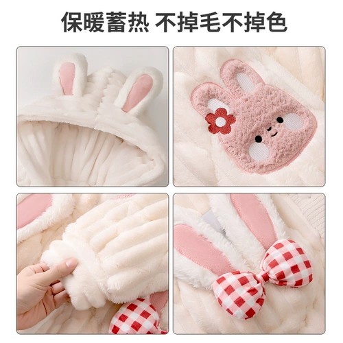 Демисезонный стеганый коралловый бархатный банный халат, флисовая длинная толстовка с капюшоном, пижама, комплект, увеличенная толщина