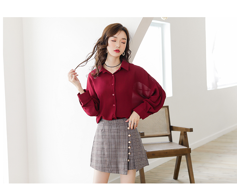 Áo sơ mi 2018 mới sang trọng đầu mùa thu của phụ nữ áo retro cổng gió dài tay Han Fan Inspolo áo sơ mi nữ - Áo sơ mi dài tay các kiểu áo sơ mi đẹp