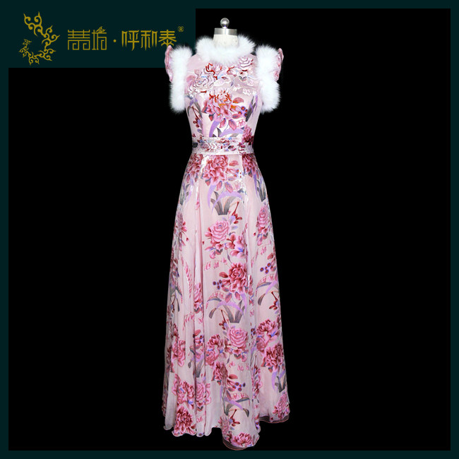(Qingqingfang, Hetai)Custom fashion dress long pink fashion slim ethnic skirt