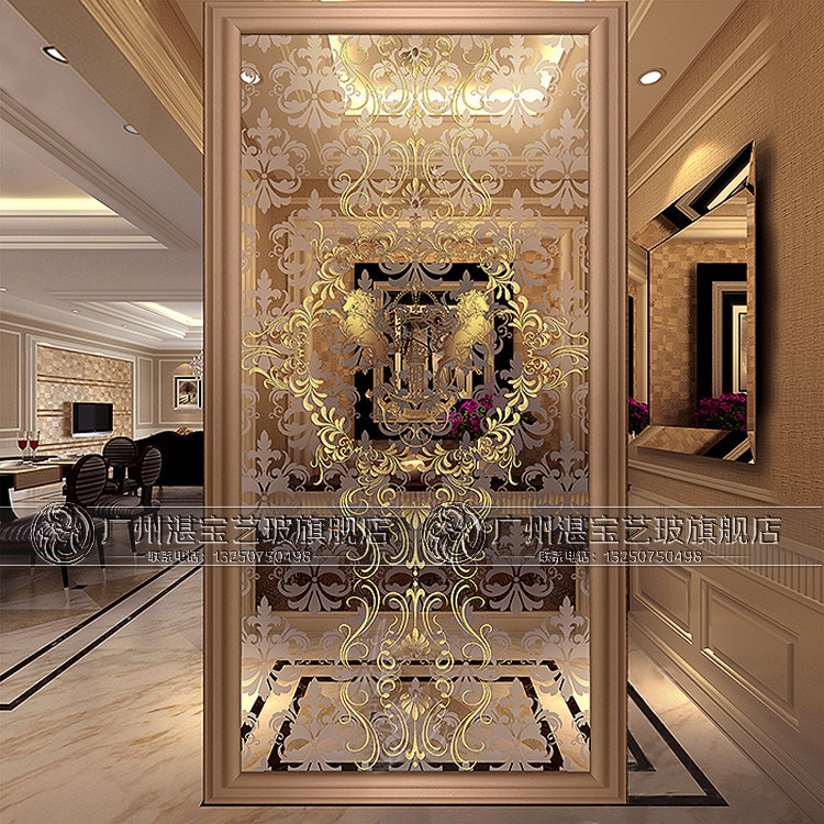 Art Glass Eurostyle Carved Flower Screen Partition Background Genguan Aisle Living Room Custom Craftsmanship Modern Minimalist