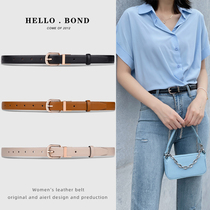 Womens belt genuine leather top layer cowhide simple all-match summer belt womens ins style casual fashion jeans belt