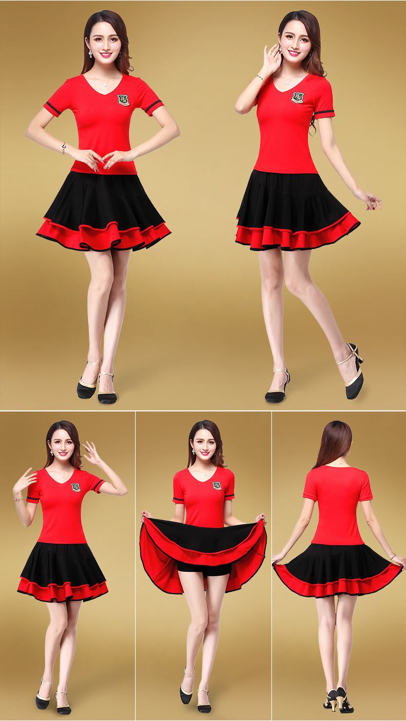 Đầm dự tiệc vuông 2018 mới diện modal ngắn tay ngắn mùa hè Yang Liping dance dance quần áo nữ - Khiêu vũ / Thể dục nhịp điệu / Thể dục dụng cụ giày khiêu vũ nữ