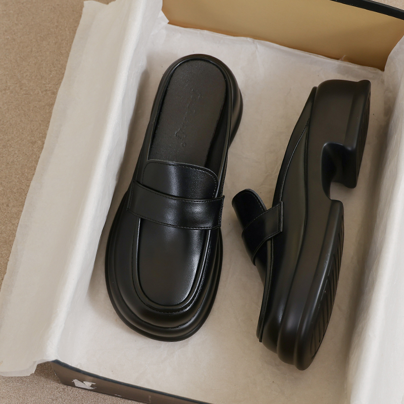 Sheepskin Version ~ Women's Closed-Toe Half-Slippers 2026 New Summer Small Black Fashionable Height-Increasing Size 34 Outdoor Sandals Sheepskin Version ~ Women's Closed-Toe Half-Slippers 2026 New Summer Small Black Fashionable Height-Increasing Size 34 Outdoor Sandals