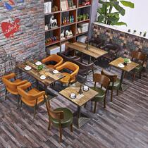 New retro Western Restaurant Milk Tea Shop Cafe Cafe Table And Chairs Minima Tea Restaurant Sweet Shop Catering Cassette Table And Chairs Combination