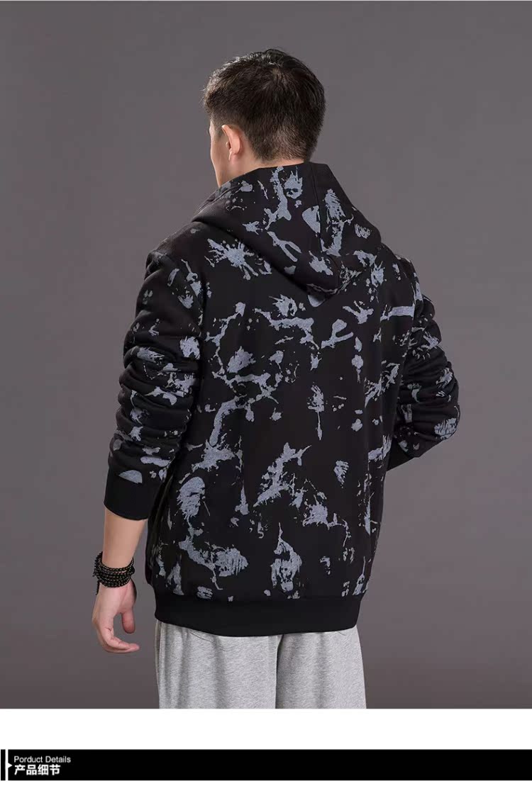 Mùa đông hip hop cỡ lớn cho nam cộng với áo len dày nhung cộng với phân bón để tăng cho người đàn ông lỏng lẻo áo hoodie chất béo ấm áp - Áo len áo hoodie nam đẹp