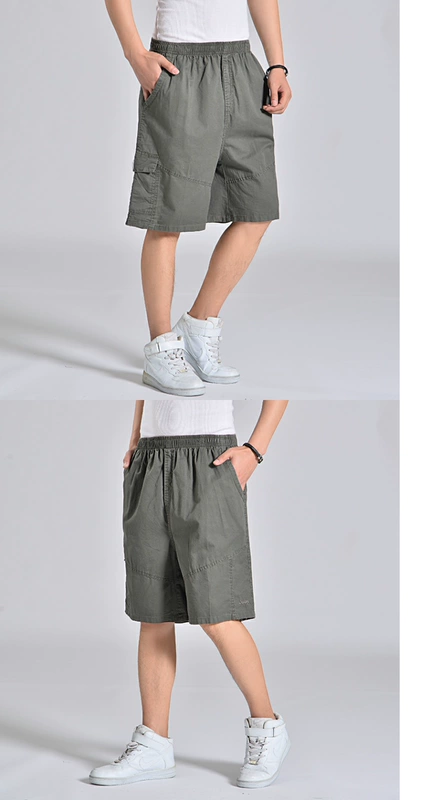Siêu béo chất béo 佬 quần short cộng với chất béo cộng với size quần rộng cho nam giản dị cha trung niên nhiều túi năm quần sịp nam