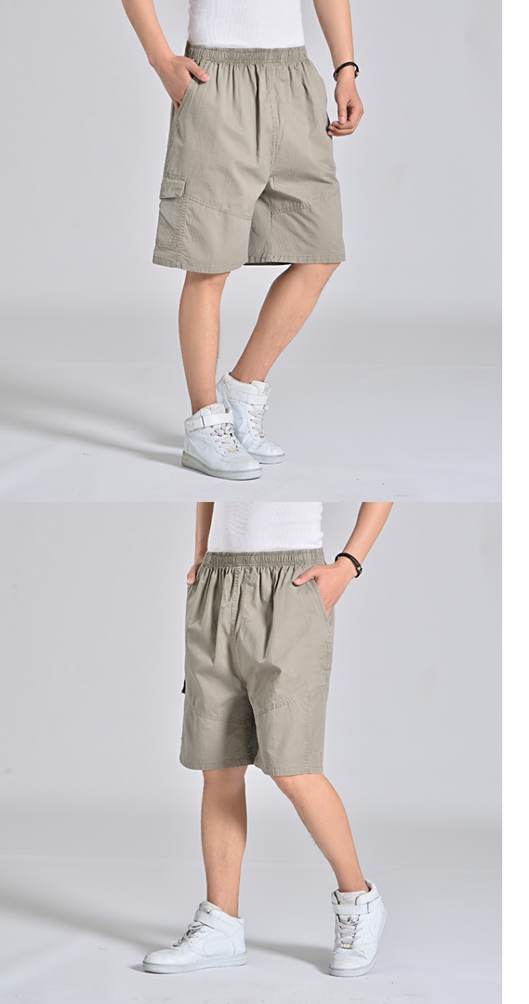 Siêu béo chất béo 佬 quần short cộng với chất béo cộng với size quần rộng cho nam giản dị cha trung niên nhiều túi năm quần quần lót nam thun lạnh