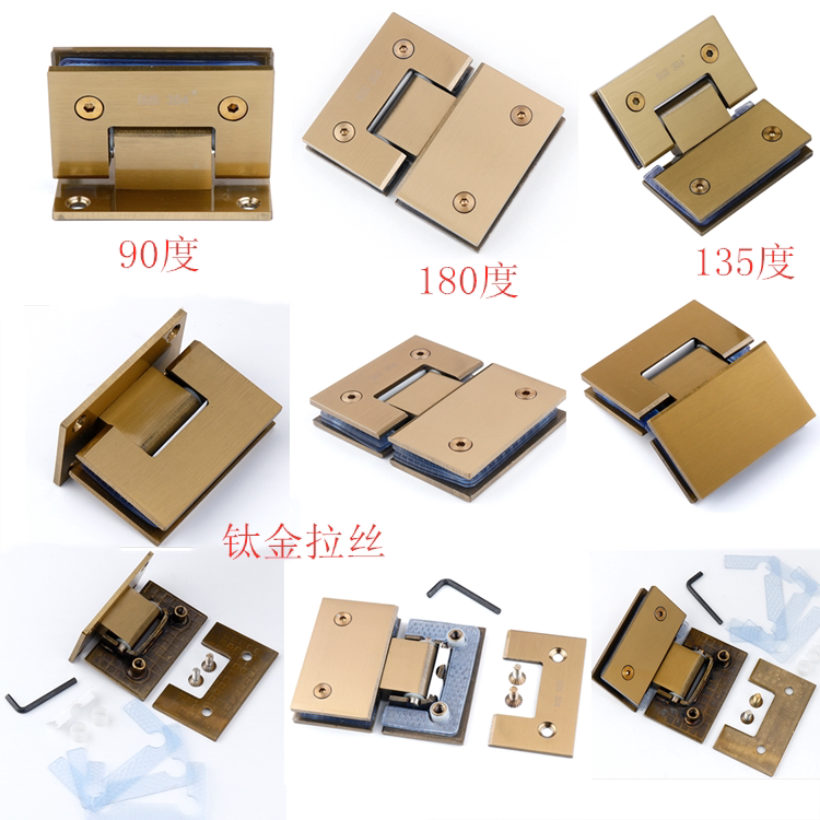 Strong track 304 stainless steel no frame glass door hinge bidirectional bathroom glass clip shower room hinge 180 degrees flat open