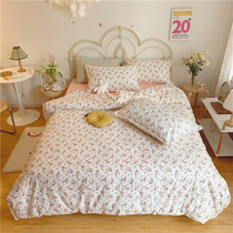 INS Nordic Korean retro small floral lace girl spring and summer cotton four-piece student sheets bed hats quilt cover