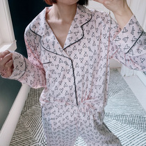 INS Nordic Korea Sweet Hollow love silky satin silk shirt female summer pajamas wear home clothes