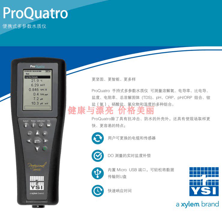 美国维赛YSI ProQuatro便携式多参数溶解氧电导率水质分析检测仪