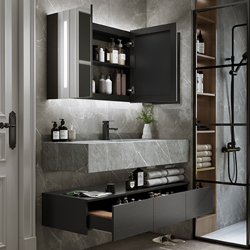 Rock Plate Smart Bath Room Cabinet Combo Modern Minima Light Lavish All-in-one Makeup Room Wash table Fitted Bath Cabinet Combination