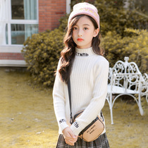 High-end girl sweater 2021 new autumn winter Korean version of foreign style pullover round neck female childrens knitted base shirt