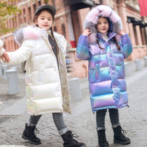 Brand girl colorful bright down jacket winter clothes 2021 new medium and large childrens foreign style thick coat
