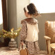 Girls' lamb wool coat dress suit 2022 autumn and winter models big children's wool vest long-sleeved floral two-piece set