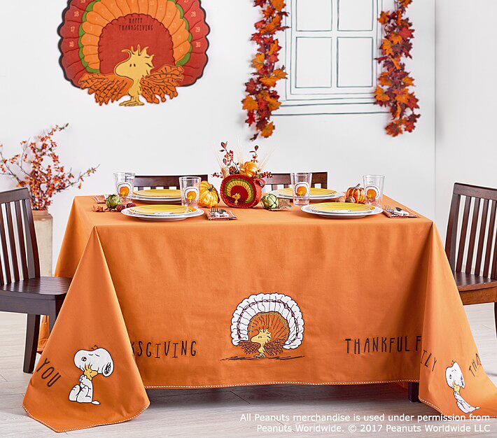 Original single PBK Thanksgiving tablecloth cloth embroidered Snoopy cotton tablecloth American country model room children's napkin