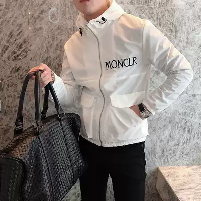 European Station Autumn Dress Thin Hooded Embroidered Jacket Men Korean Slim Short British Fashion Casual Jacket Tide Brand