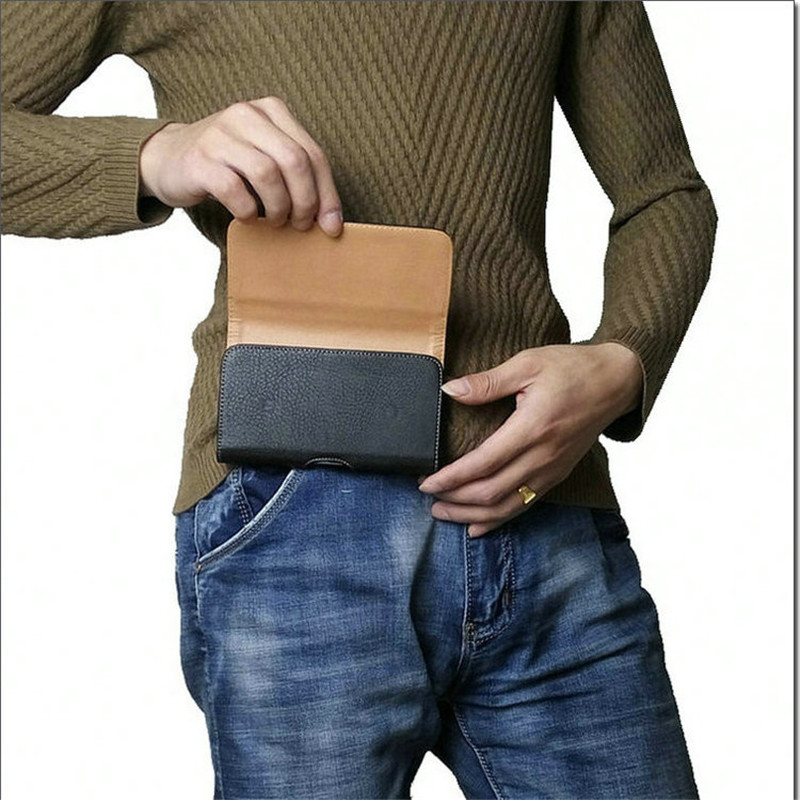 Hanging waist pack small MI red rice 5 PLUS leather case NOTE5 mobile phone protective case wearing belt waist pack universal middle-aged and elderly people