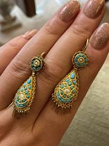 12 9 (Art Nouveau sister’s house) antique 18k gold and turquoise earrings