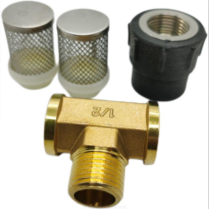 Brass tee filter PE black water pipe end hot melt filter sleeve filter detachable
