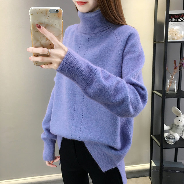 High-necked sweater women's thickened pullover long-sleeved bottoming shirt 2023 new autumn and winter foreign style knitted sweater women's loose