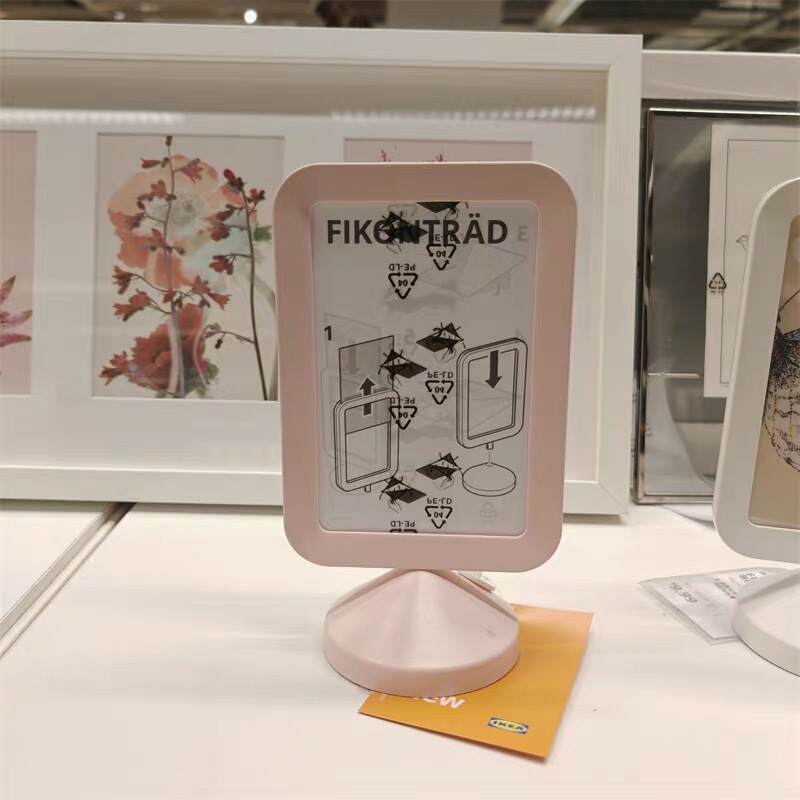 In-Stock Ikea Genuine Fikontale Pink Picture Frame White 10X 15.6cm Desktop Menu Stand
