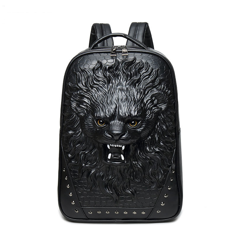 Owl King Chaumen 3D Shoulder Bag Lion Head School Bag Casual Double Shoulder Bag Men Trends Ins Personality Creative Computer
