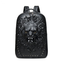 Owl King trendy men's 3D backpack lion head bag casual backpack men's trend ins personality creative computer