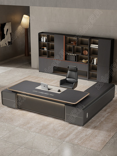 Boss Desk, Office Desk, Light Luxury, High-End Aluminum Alloy Executive Desk, Simple Modern President Desk, Manager Desk and Chair Set