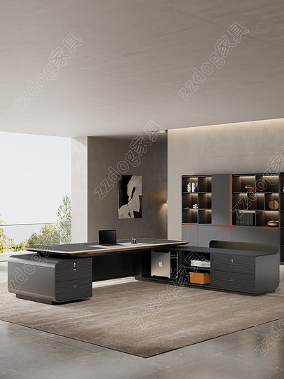 Boss Desk, Office Desk, Light Luxury, High-End Aluminum Alloy Executive Desk, Simple Modern President Desk, Manager Desk and Chair Set