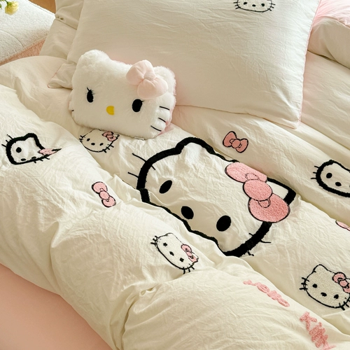 Полотенце, хлопковый комплект, мультяшный пододеяльник, простыня для школьников, 4 предмета, подходит для студента, 3 предмета