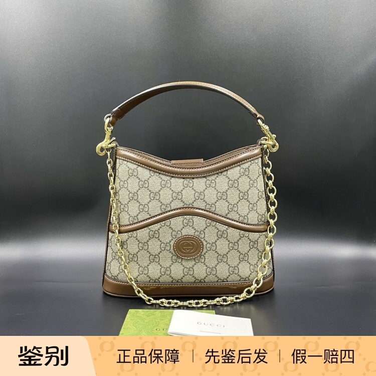 Gucci Gucci Monogram Logo Chain Canvas Flat Bucket Bag Handbag Shoulder Bag Regular Women's Model Gucci Gucci Monogram Logo Chain Canvas Flat Bucket Bag Handbag Shoulder Bag Regular Women's Model