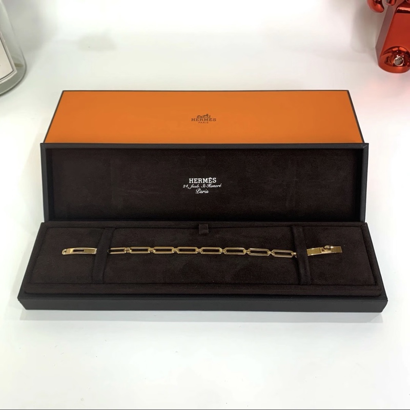 Hermes Kelly Chaine Six-Diamond Bracelet Small Size 18K Gold Diamond Women's Model Gold Color