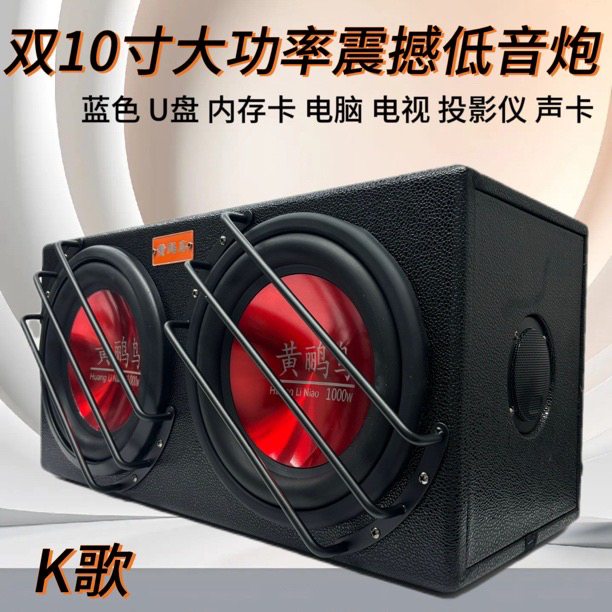 Dual 10inch Home Car Karaoke Subwoofer 12V24V220V Speaker Computer Tv Card Bluetooth Audio