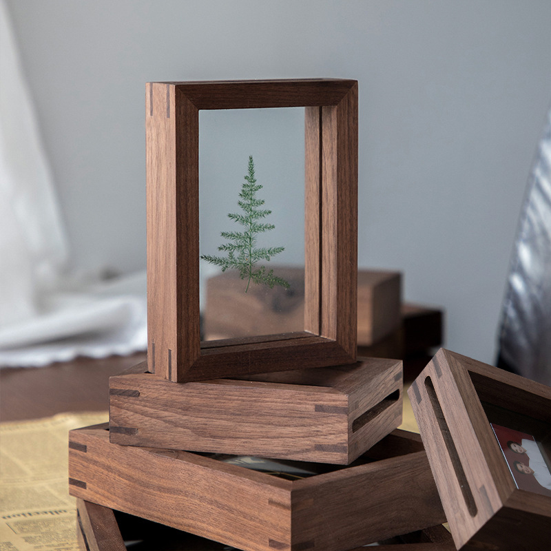 High-End Solid Wood Picture Frame, Mortise and Tenon Picture Frame, Double-Sided Transparent Glass Mirror Frame 6inch DIY Specimen Frame 20inch Wall Hanging Picture Frame